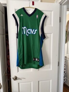adidas Green and Blue Mavericks Basketball Jersey - Kids